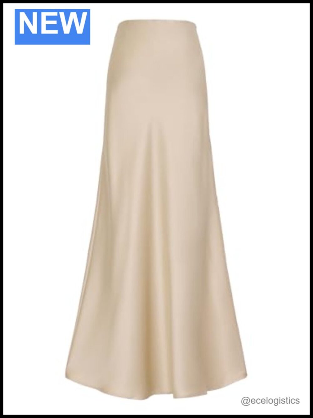 Satin Midi Skirt High Waist Elastic Waistband Side Slit A-Line Casual Flowy